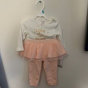 2 Piece Long Sleeve Onesie and Tutu Pants Set